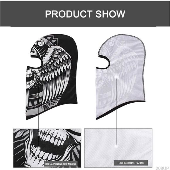 Tactical Skull Ghost Printed Full Face Mask Balaclava Halloween Ski Motorcycle - Picture 5 of 6